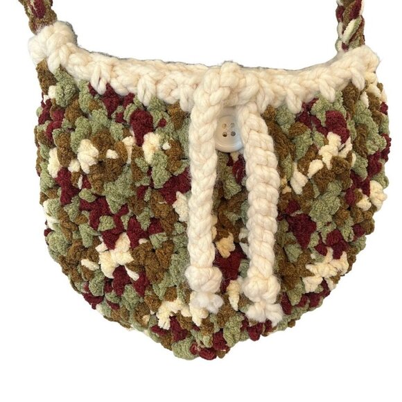 Chunky Knit Shoulder Hobo Bag Crossbody Purse Boho Hippie Cottagecore Mosscore - Picture 5 of 15